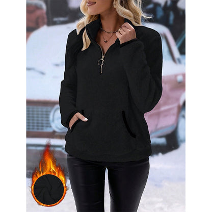✨Sweat-shirt en molleton à demi-fermeture éclair pour femme🧶