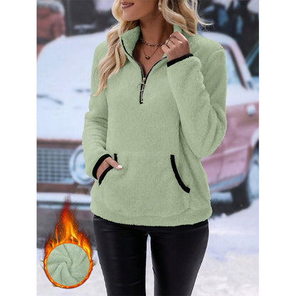 ✨Sweat-shirt en molleton à demi-fermeture éclair pour femme🧶