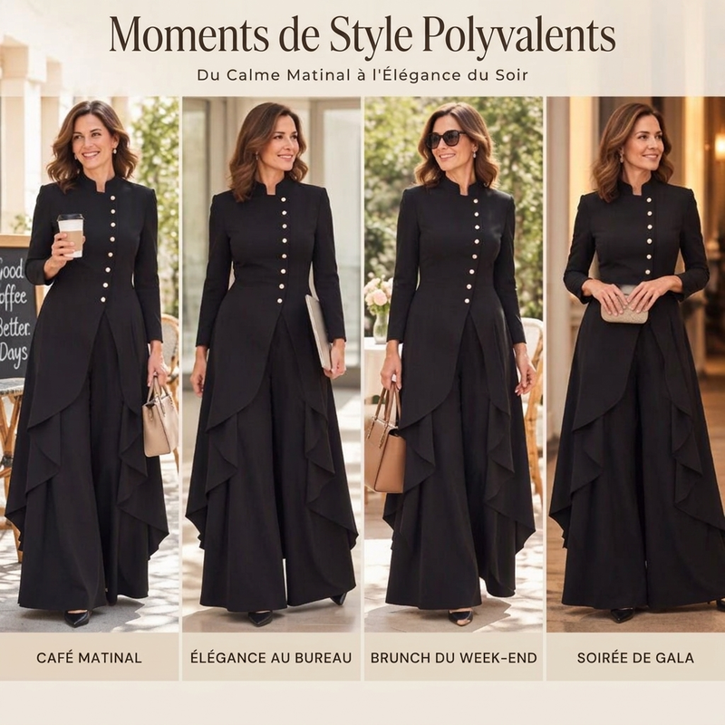 💖Offre exceptionnelle du Black Friday - 50% de réduction !💖💜Livraison gratuite🖤Ensemble manteau long élégant et pantalon large pour femmes