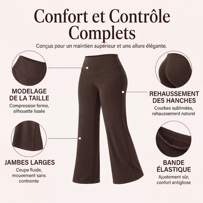 Pantalon de yoga taille haute à jambes larges pour femme