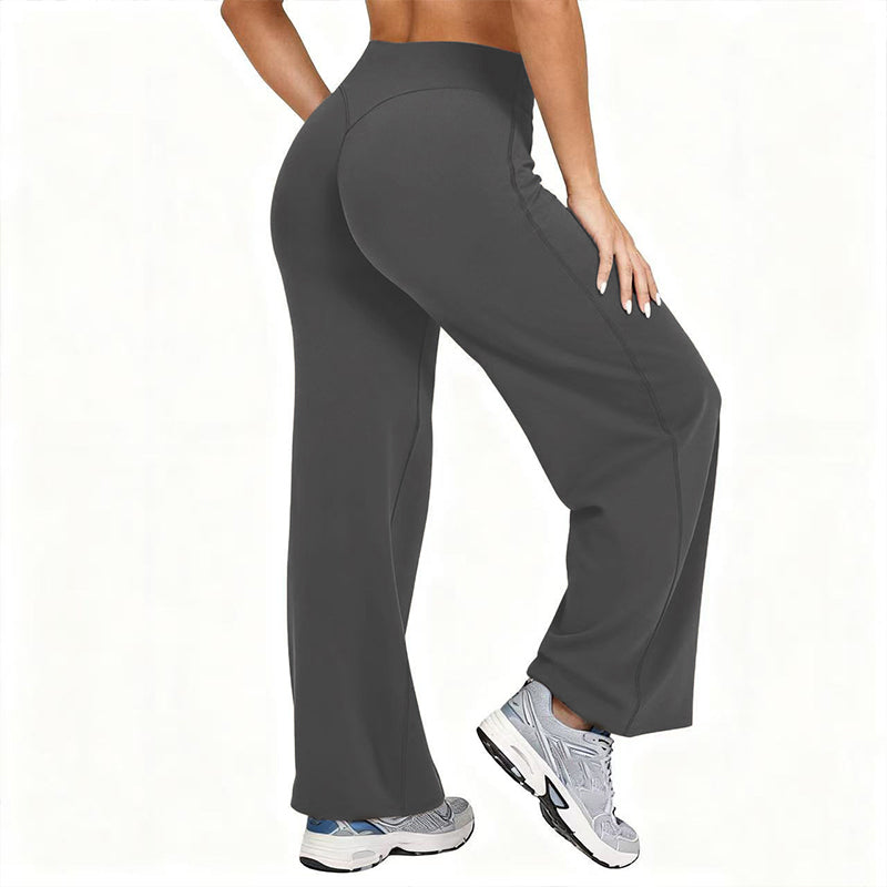 Pantalon de yoga taille haute à jambes larges pour femme