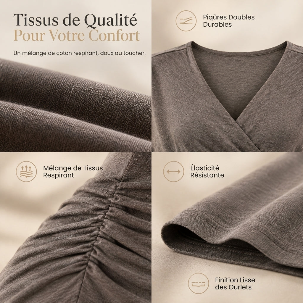 ✨ Haut à manches longues et col en V pour femme🌸