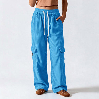Pantalons cargo en velours côtelé rétro décontractés pour femmes