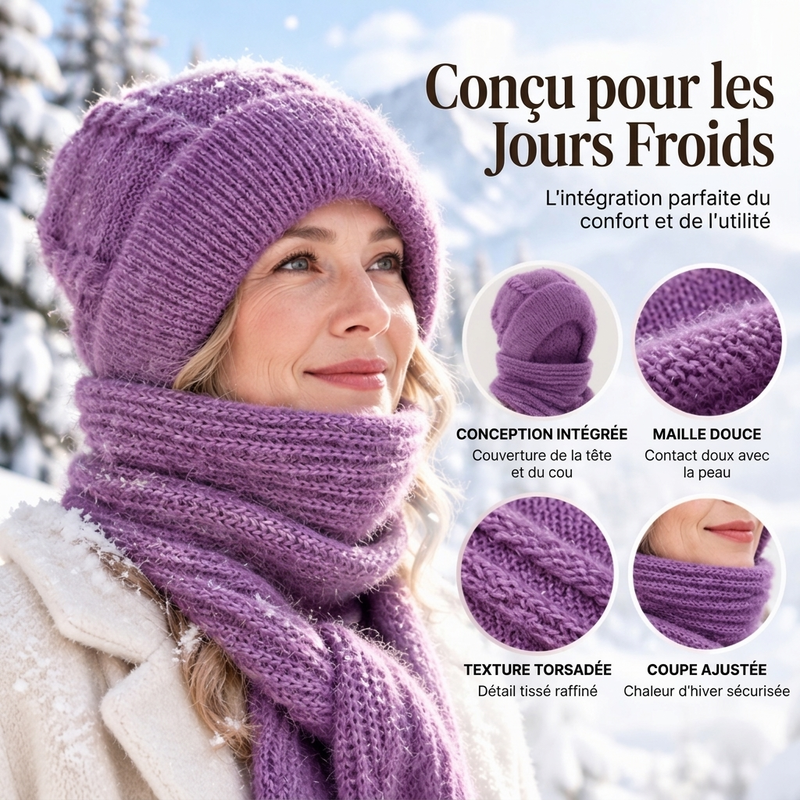 💖 Doux et agréable au toucher | Écharpe d'hiver à capuche pour femme