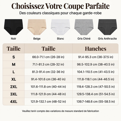 Culottes féminines taille haute, élastiques et respirantes