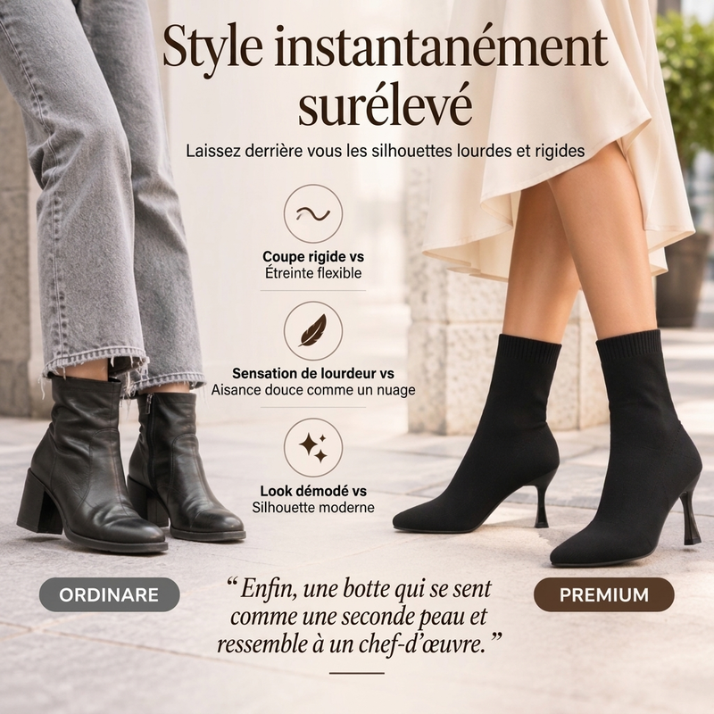 Bottes Femme élégantes à Bout Pointu et Talon Aiguille en Maille