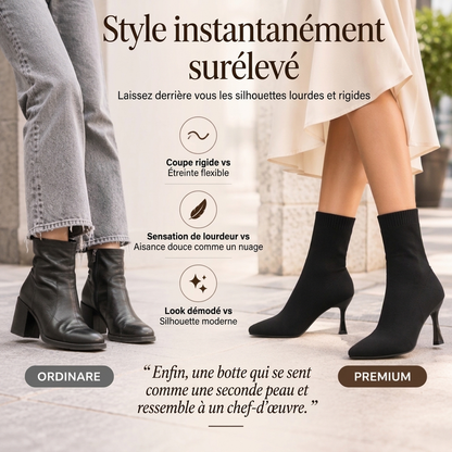 Bottes Femme élégantes à Bout Pointu et Talon Aiguille en Maille