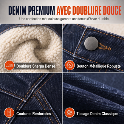 Jean pour homme avec doublure chaude pour l'hiver