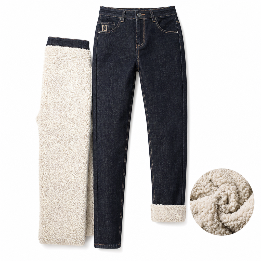 Jean pour homme avec doublure chaude pour l'hiver