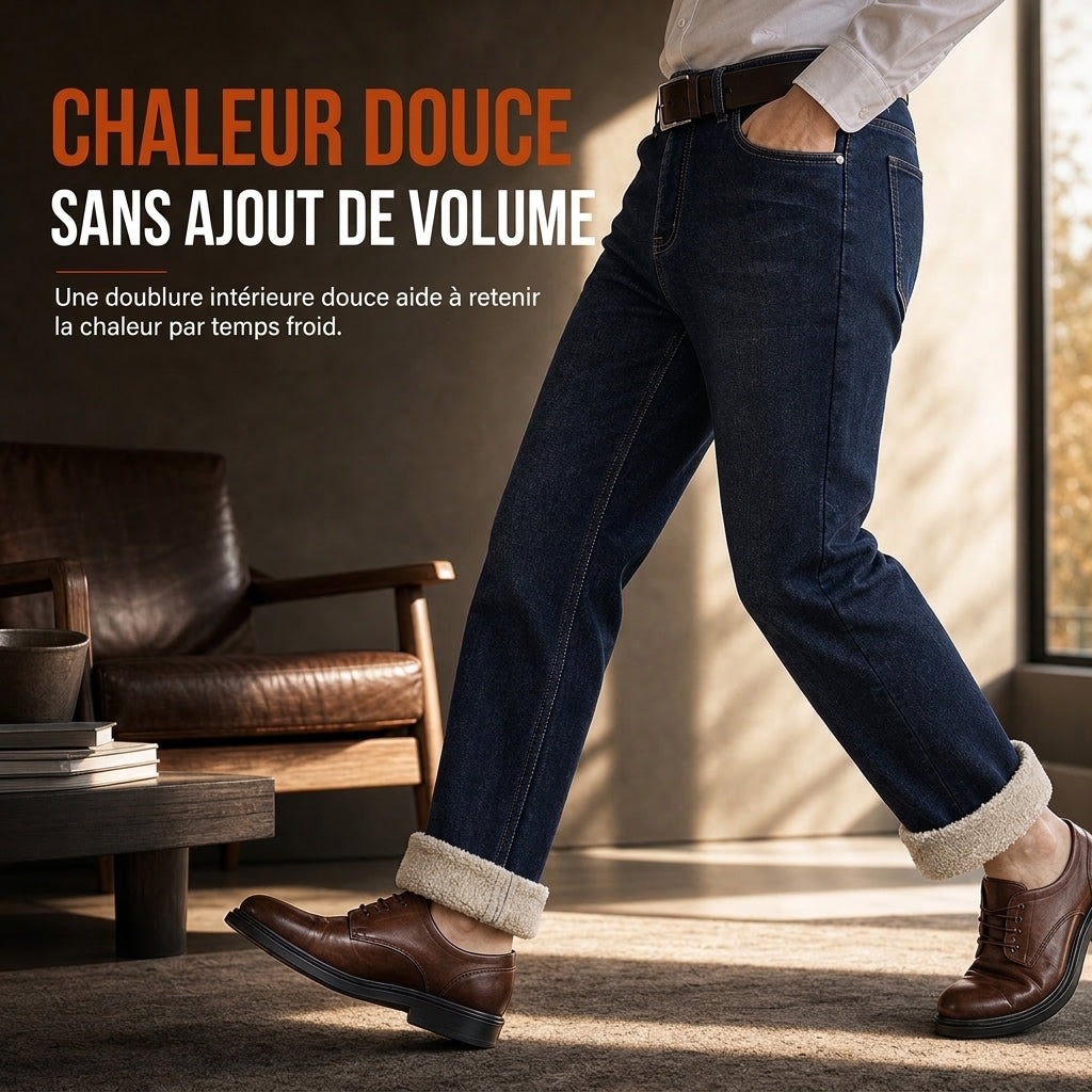Jean pour homme avec doublure chaude pour l'hiver