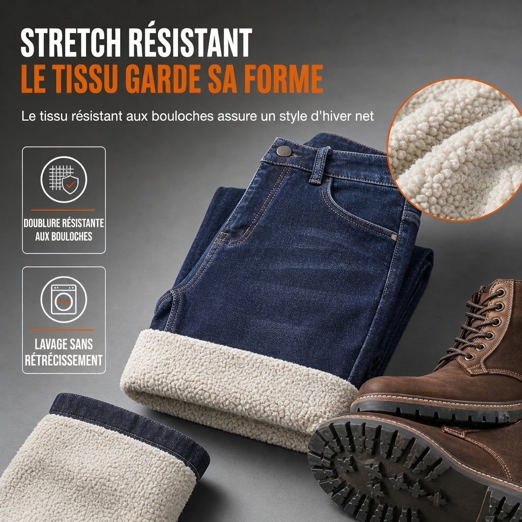 Jean pour homme avec doublure chaude pour l'hiver