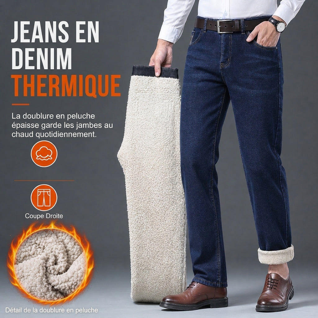 Jean pour homme avec doublure chaude pour l'hiver