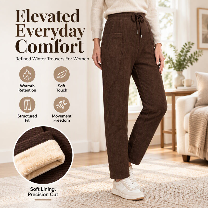 Pantalon thermique en velours côtelé d'hiver pour femme