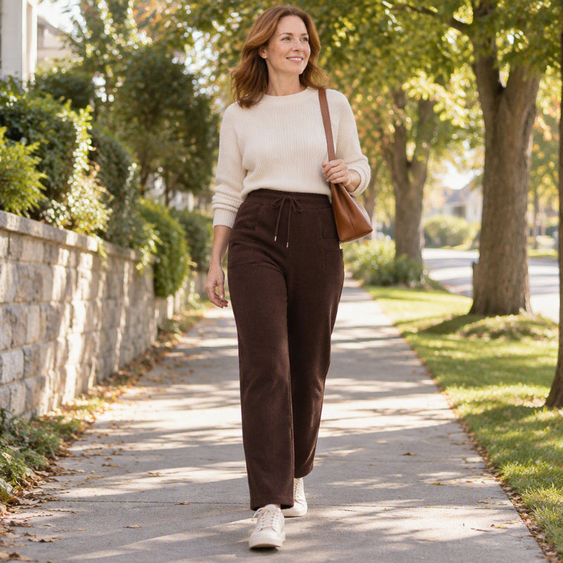 Pantalon thermique en velours côtelé d'hiver pour femme