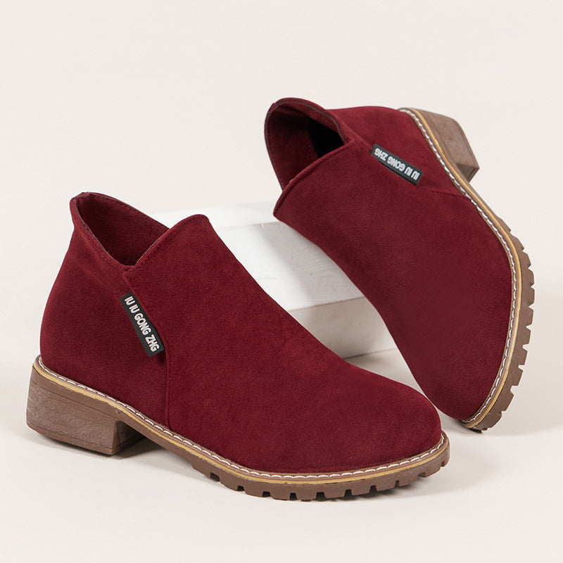 👢 Bottines à talon bas et fermeture éclair latérale pour femme