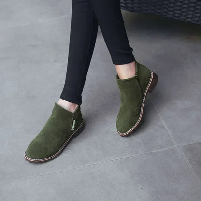 👢 Bottines à talon bas et fermeture éclair latérale pour femme