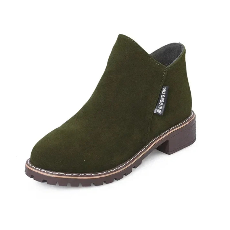 👢 Bottines à talon bas et fermeture éclair latérale pour femme