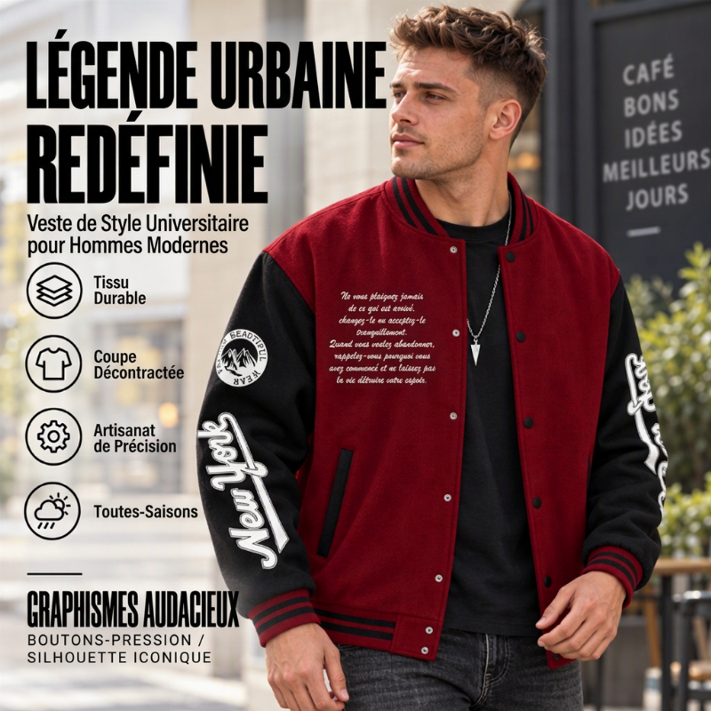 Veste de baseball bicolore pour homme