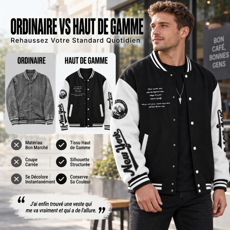 Veste de baseball bicolore pour homme