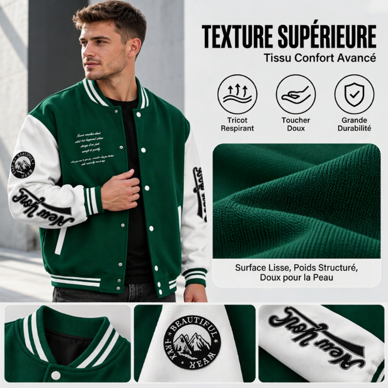 Veste de baseball bicolore pour homme