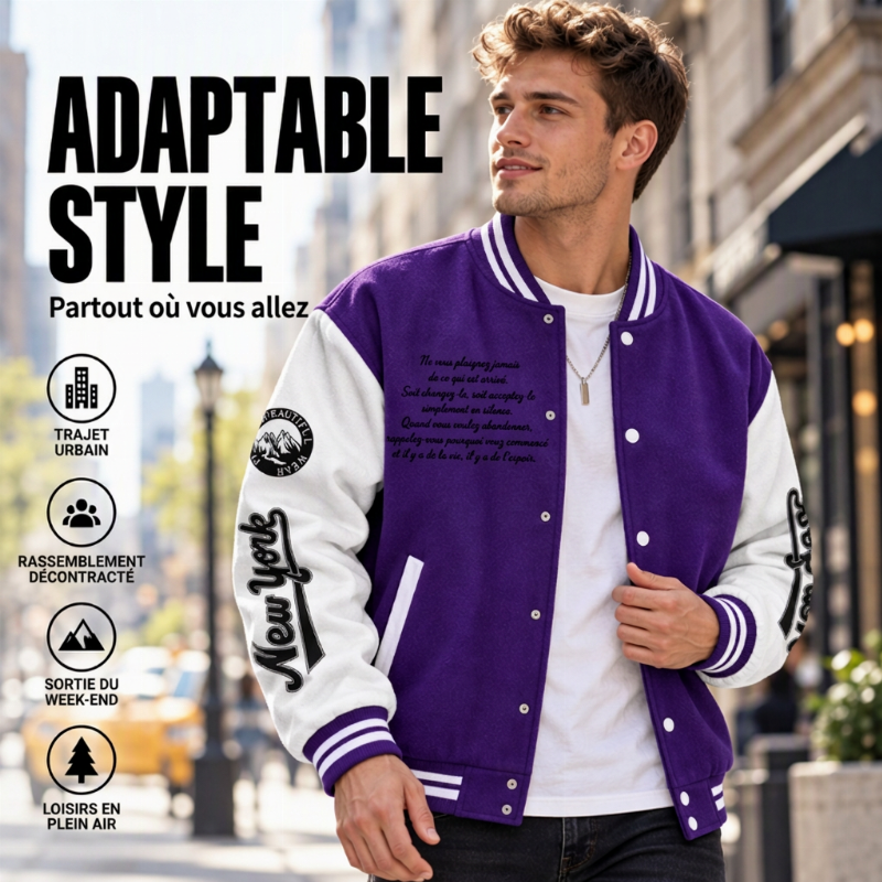 Veste de baseball bicolore pour homme