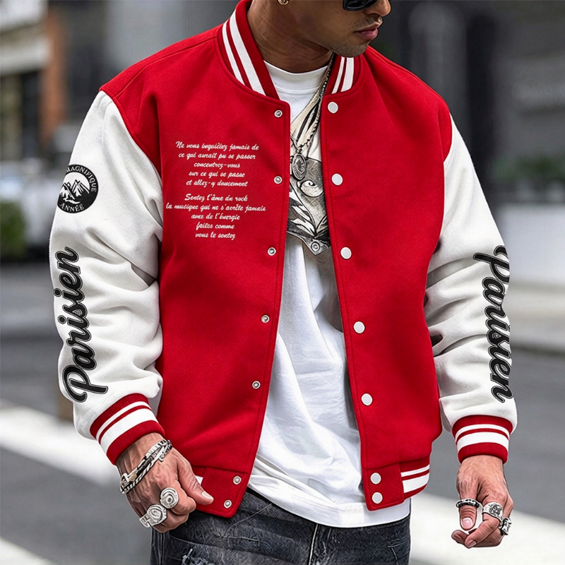 Veste de baseball bicolore pour homme