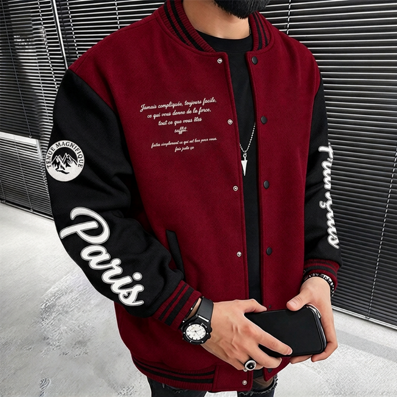 Veste de baseball bicolore pour homme