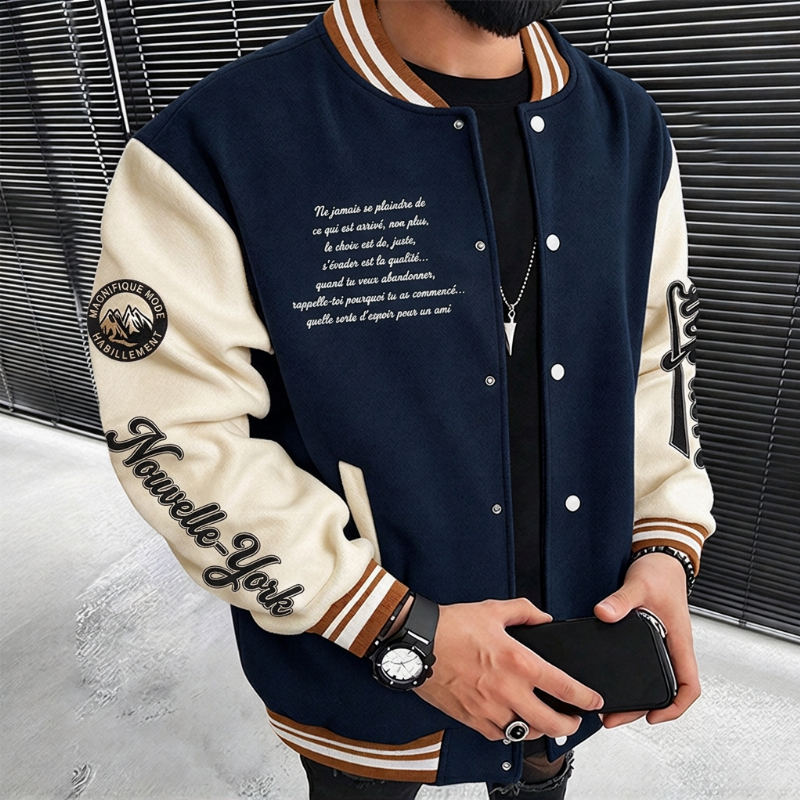 Veste de baseball bicolore pour homme