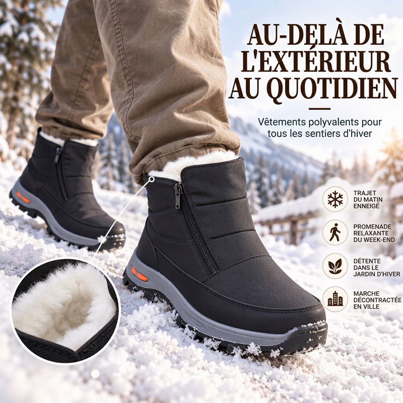 Bottes de neige d'hiver pour hommes, doublure en peluche, imperméables