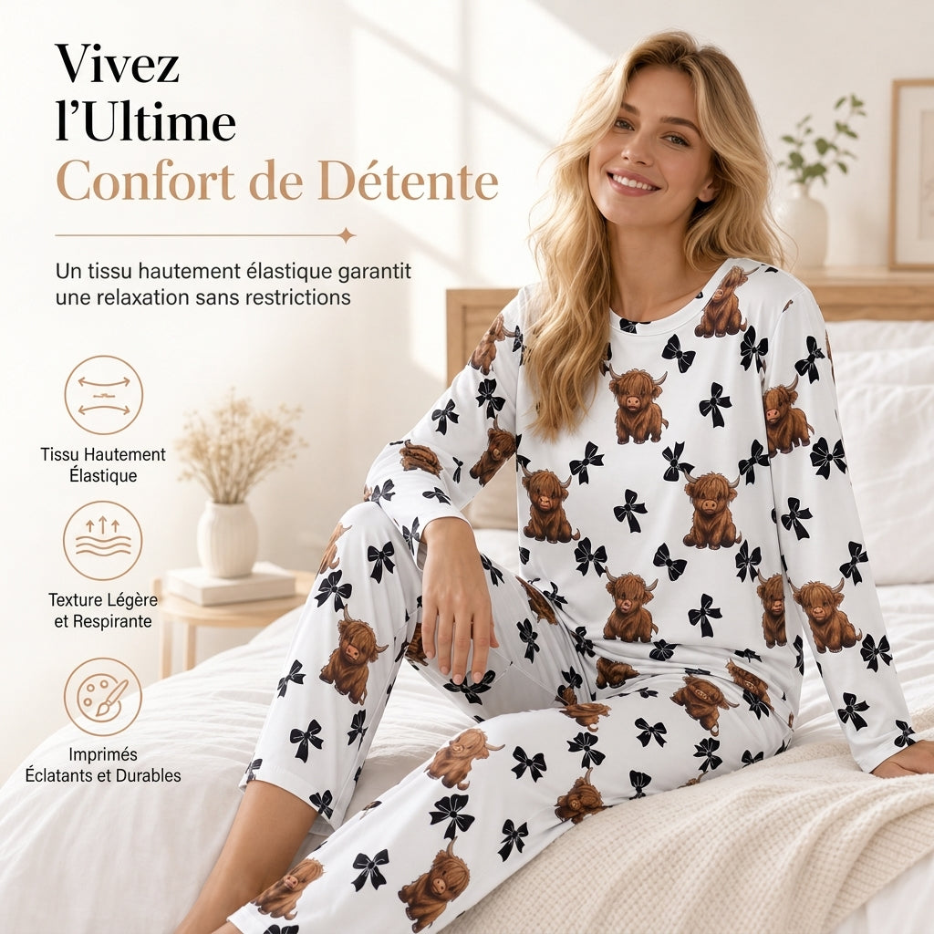 ☁️  Ensemble de pyjama en soie de lait douce pour femme