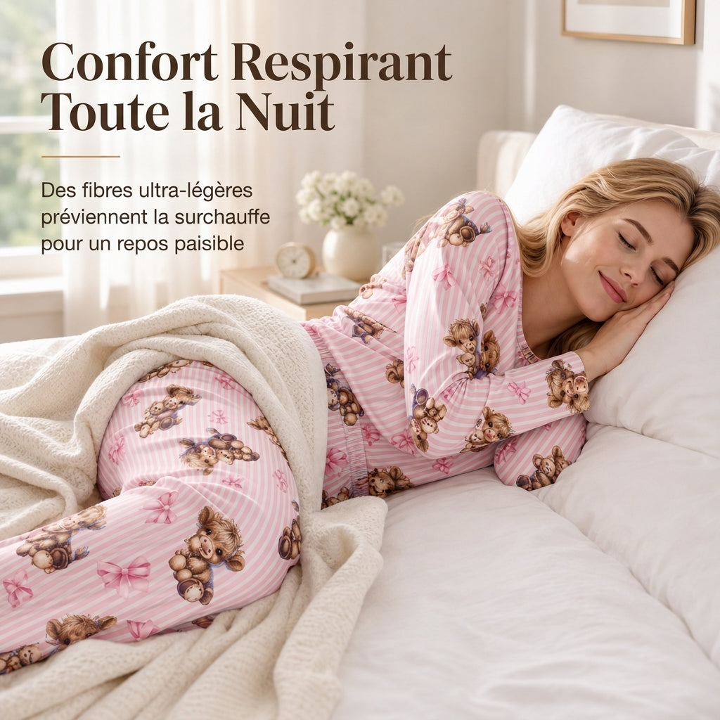 ☁️  Ensemble de pyjama en soie de lait douce pour femme