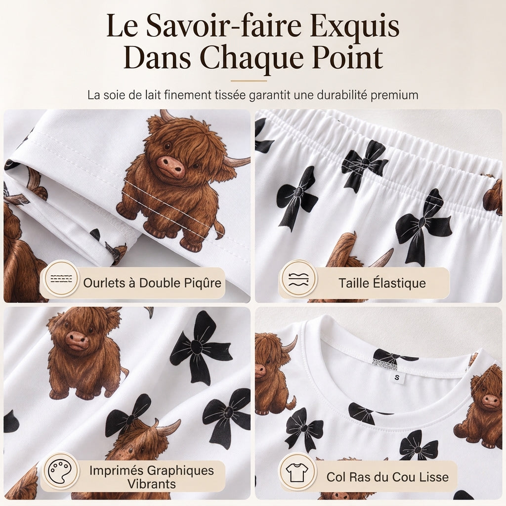 ☁️  Ensemble de pyjama en soie de lait douce pour femme