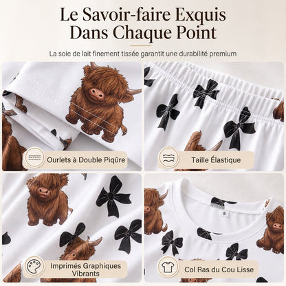 ☁️  Ensemble de pyjama en soie de lait douce pour femme