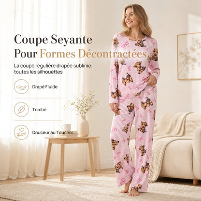 ☁️  Ensemble de pyjama en soie de lait douce pour femme