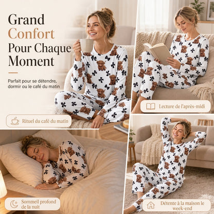 ☁️  Ensemble de pyjama en soie de lait douce pour femme