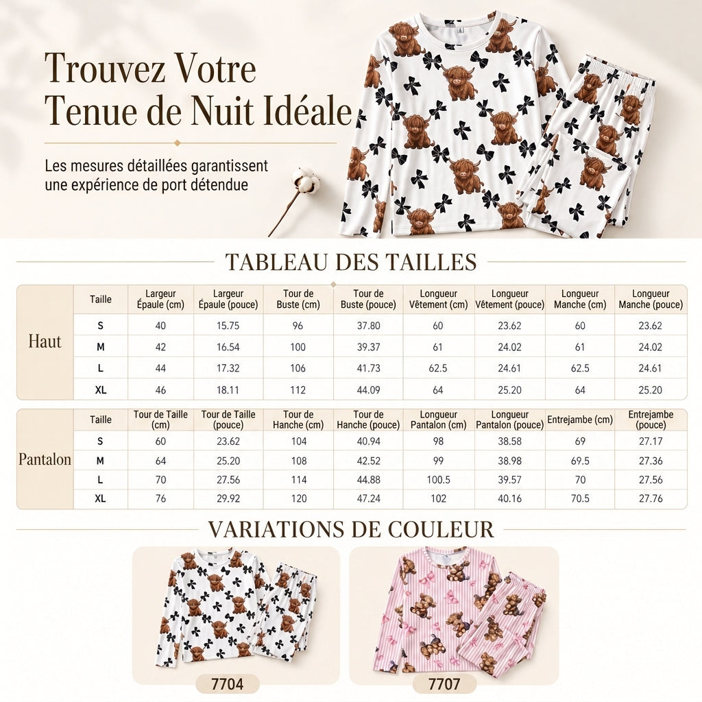 ☁️  Ensemble de pyjama en soie de lait douce pour femme