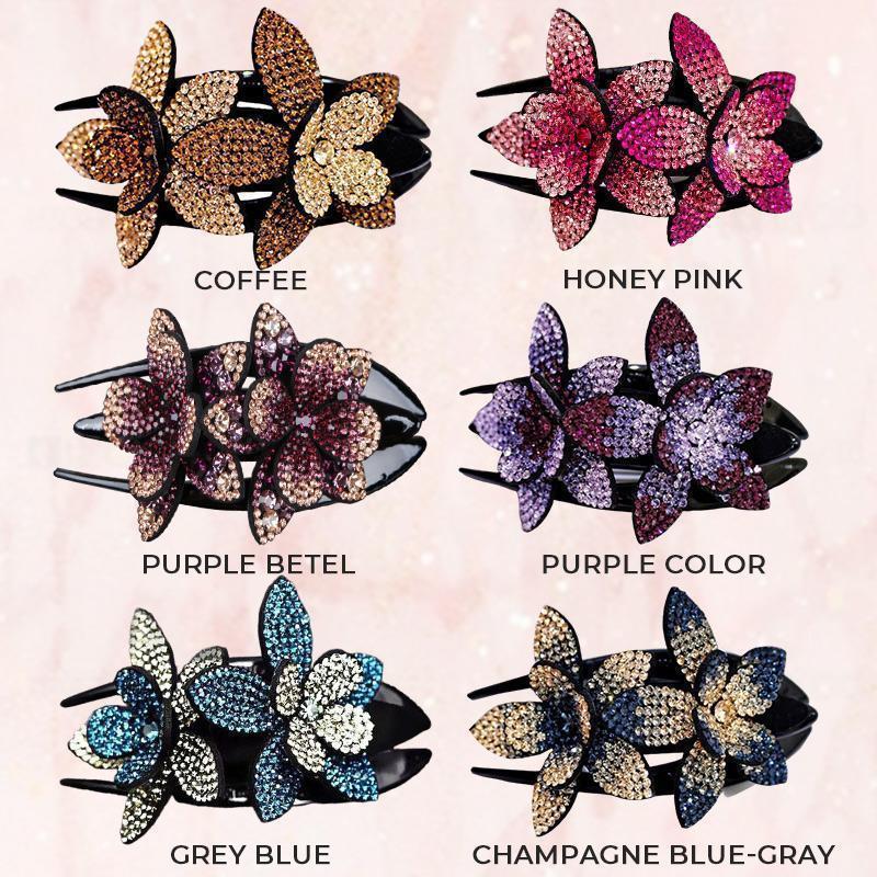 （Buy 1 get 1 free）Rhinestone Double Flower Hair Clip-6