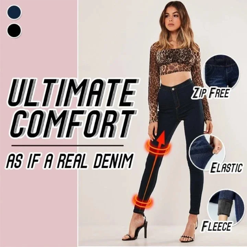 Termální fleece džínové jeggings-2